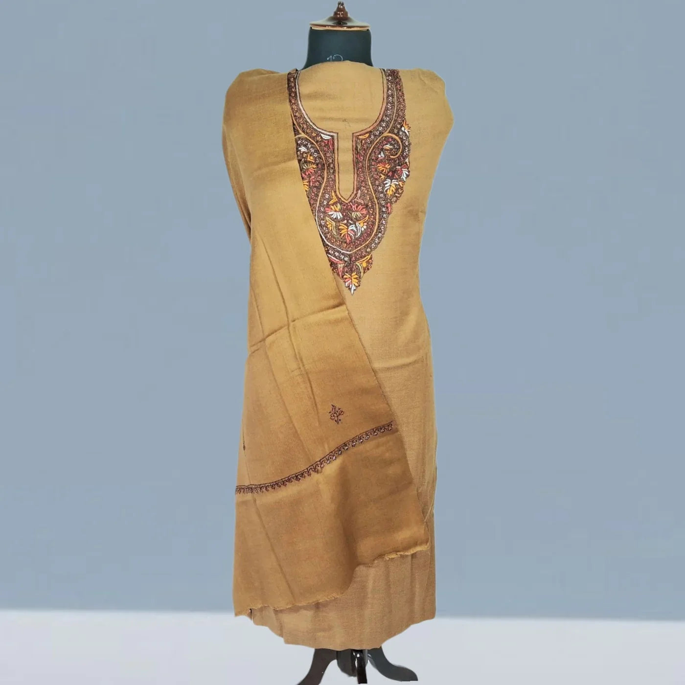 Kashmiri Sozni Work Suit | Woollen Suit | Unstitched Suit