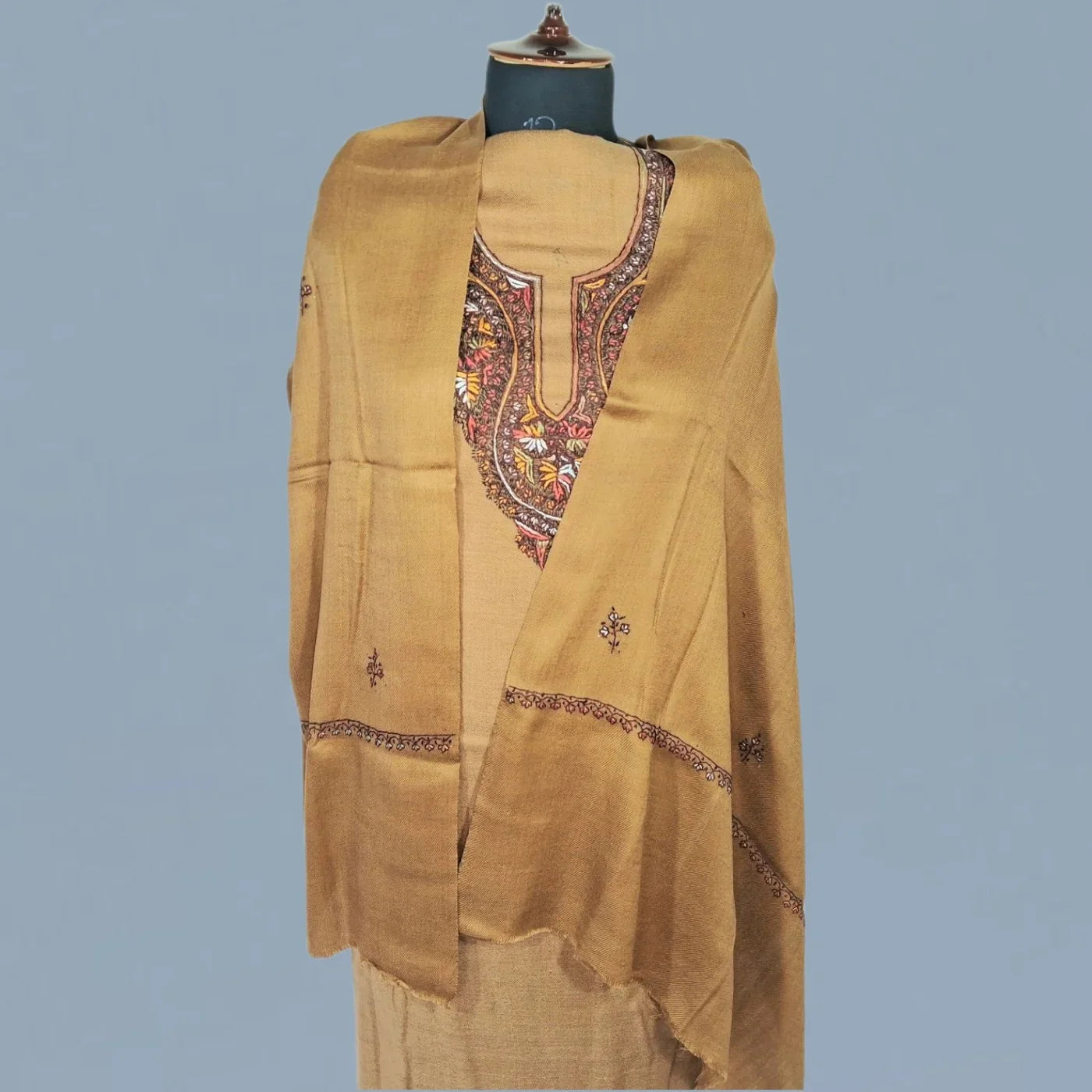 Kashmiri Sozni Work Suit | Woollen Suit | Unstitched Suit