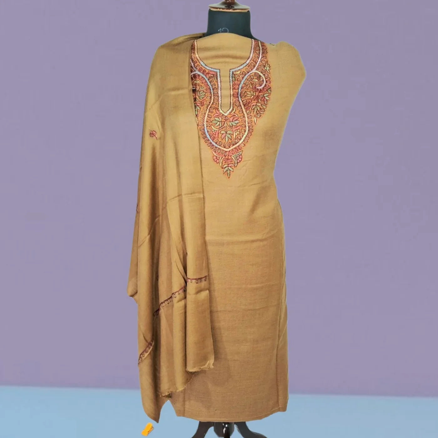 Kashmiri Sozni Work Suit | Woollen Suit | Unstitched Suit