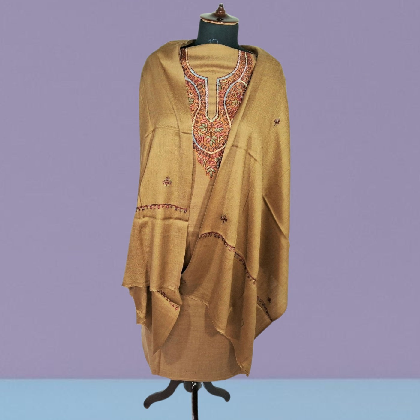 Kashmiri Sozni Work Suit | Woollen Suit | Unstitched Suit