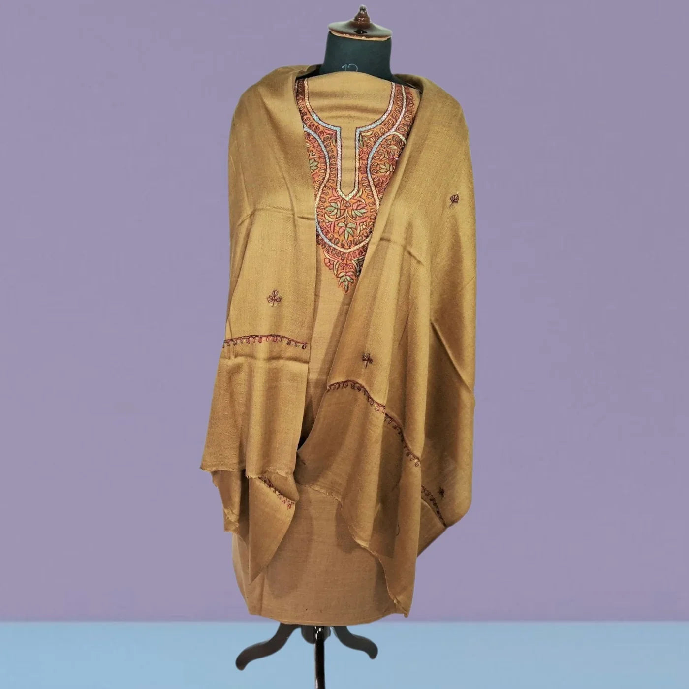 Kashmiri Sozni Work Suit | Woollen Suit | Unstitched Suit