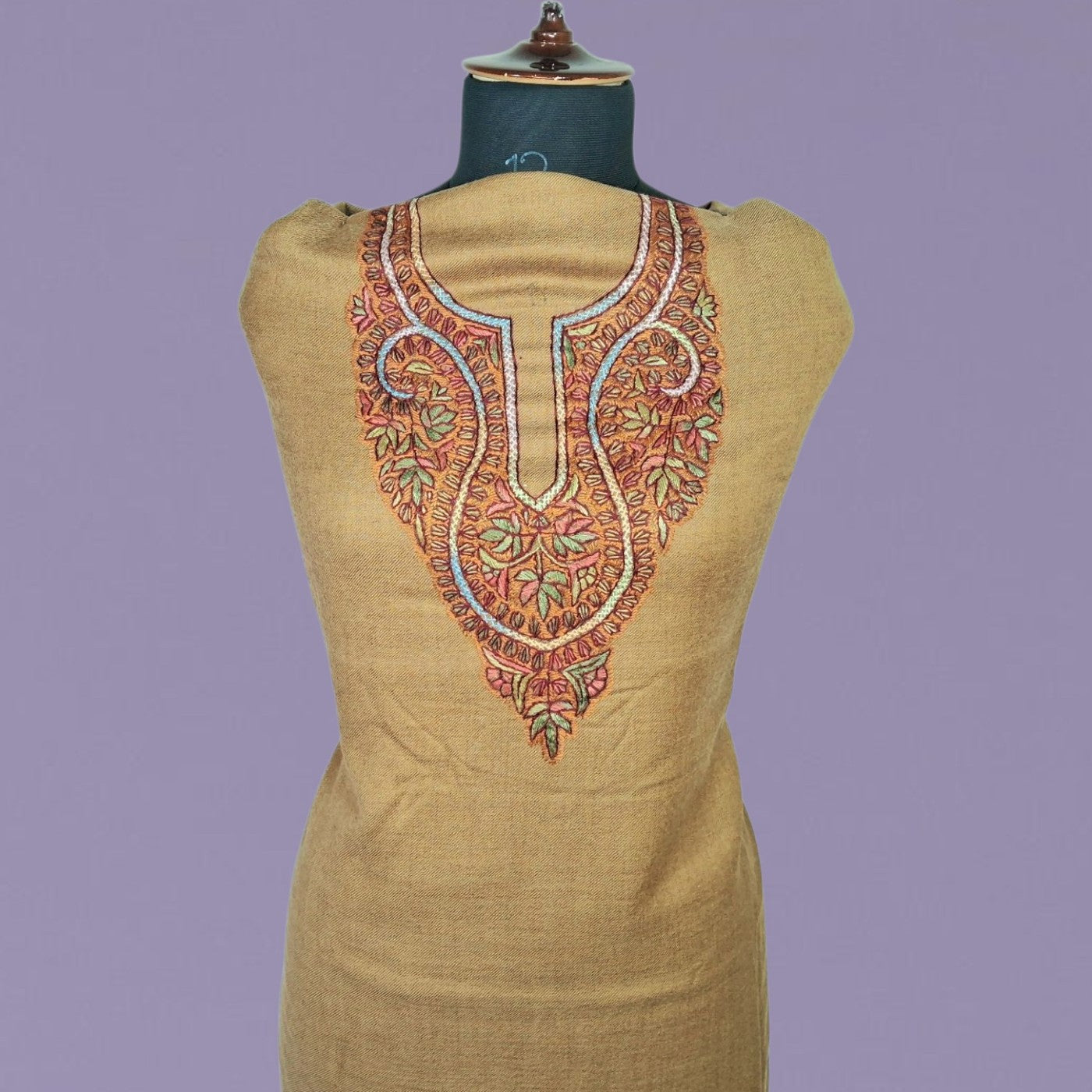 Kashmiri Sozni Work Suit | Woollen Suit | Unstitched Suit