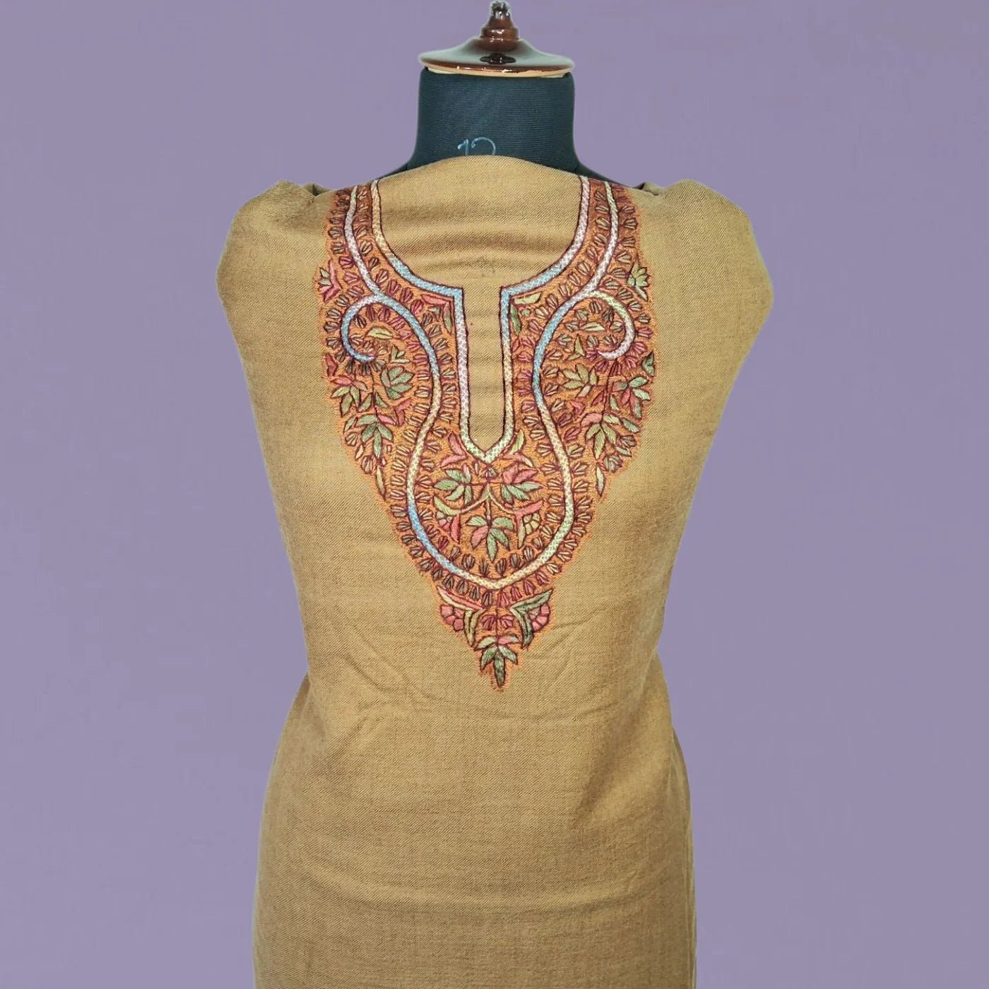 Kashmiri Sozni Work Suit | Woollen Suit | Unstitched Suit