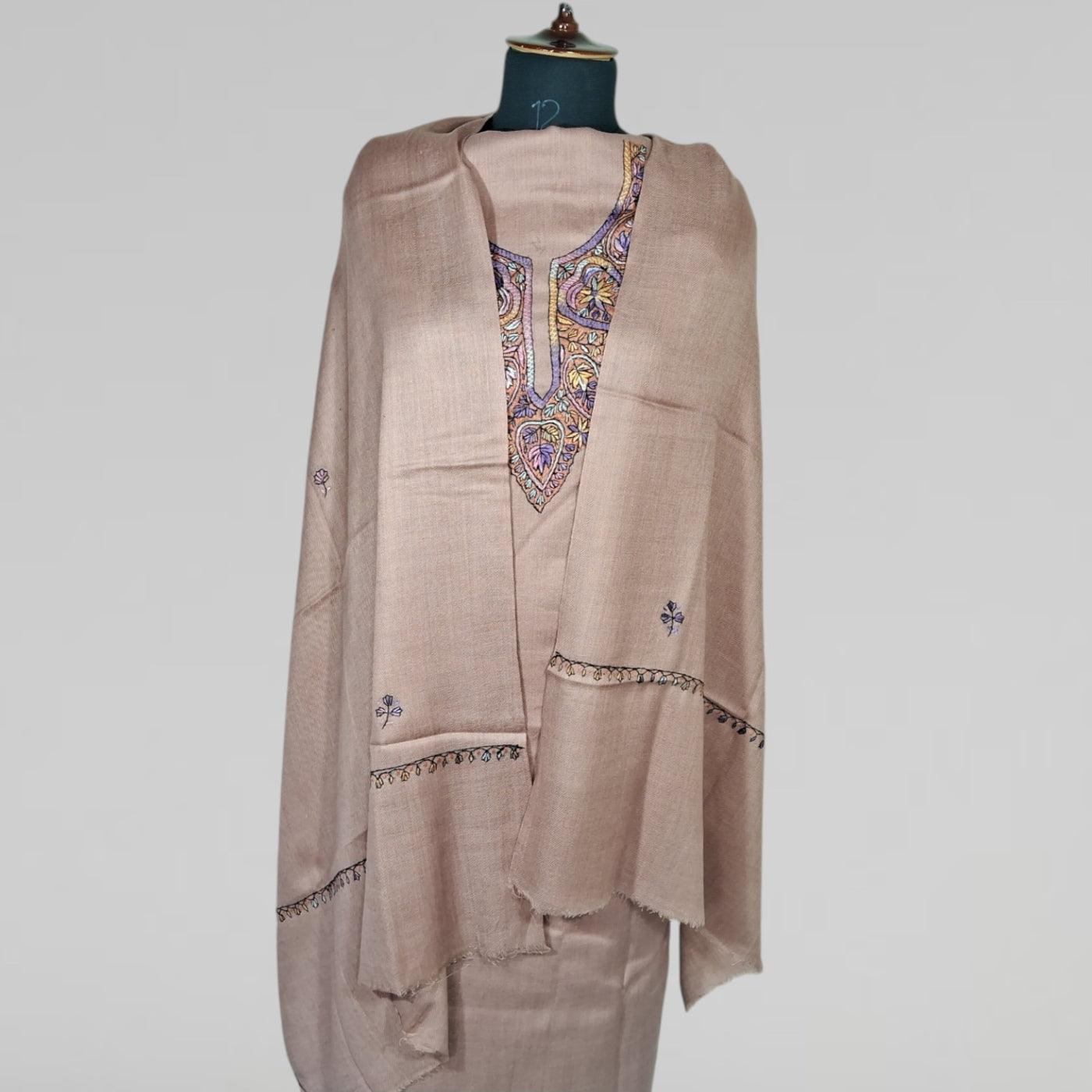 Kashmiri Sozni Work Suit | Woollen Suit | Unstitched Suit