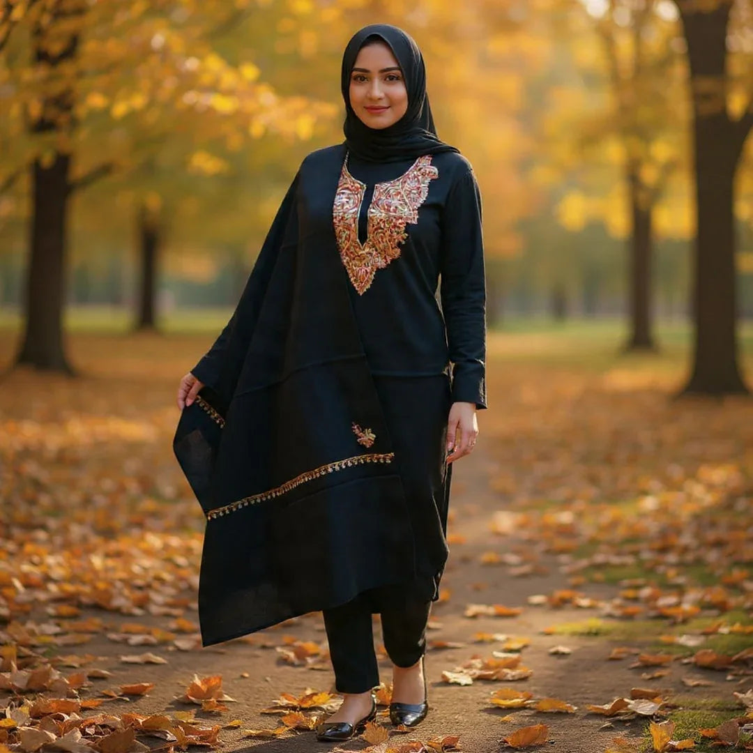 Kashmiri Sozni Work Suit | Woollen Suit | Unstitched Suit