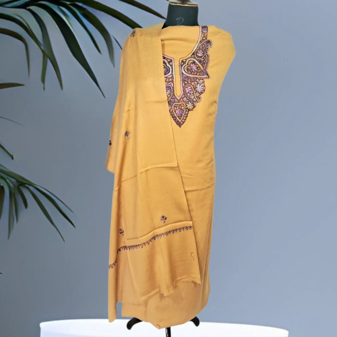Kashmiri Sozni Work Suit | Woollen Suit | Unstitched Suit