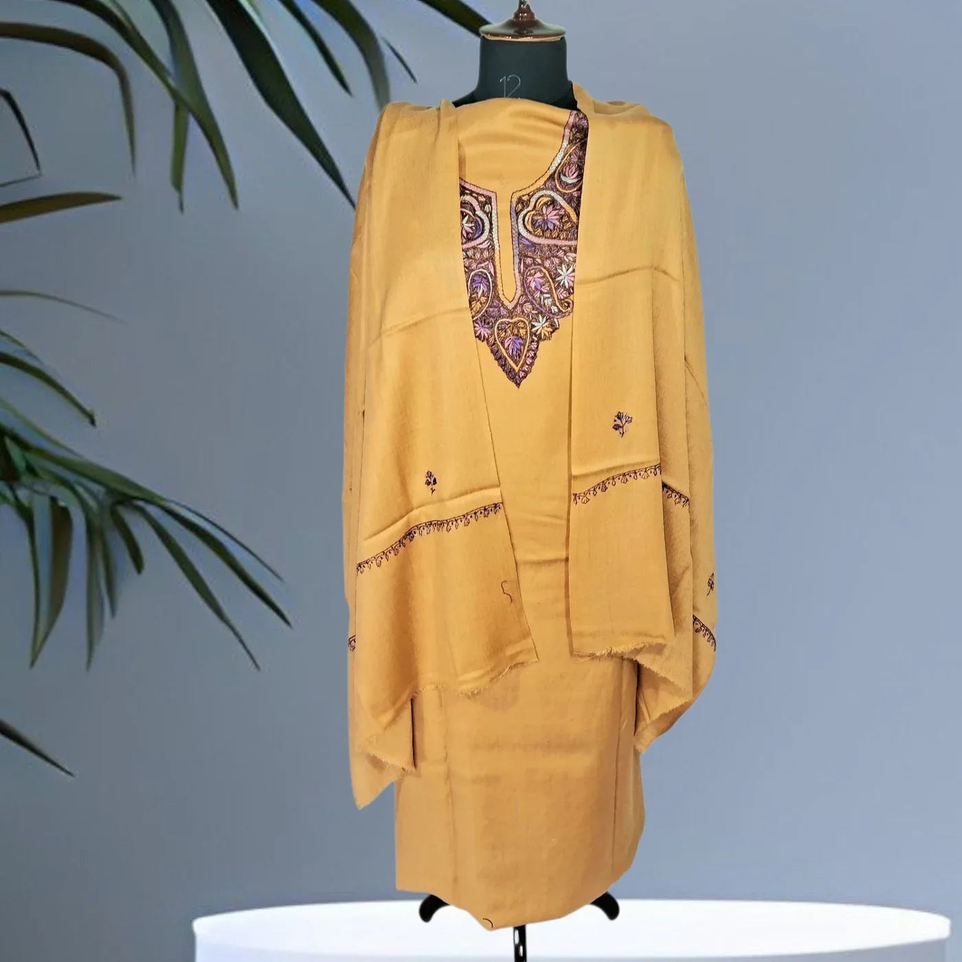 Kashmiri Sozni Work Suit | Woollen Suit | Unstitched Suit