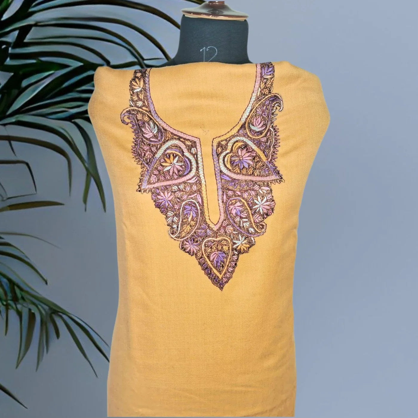 Kashmiri Sozni Work Suit | Woollen Suit | Unstitched Suit