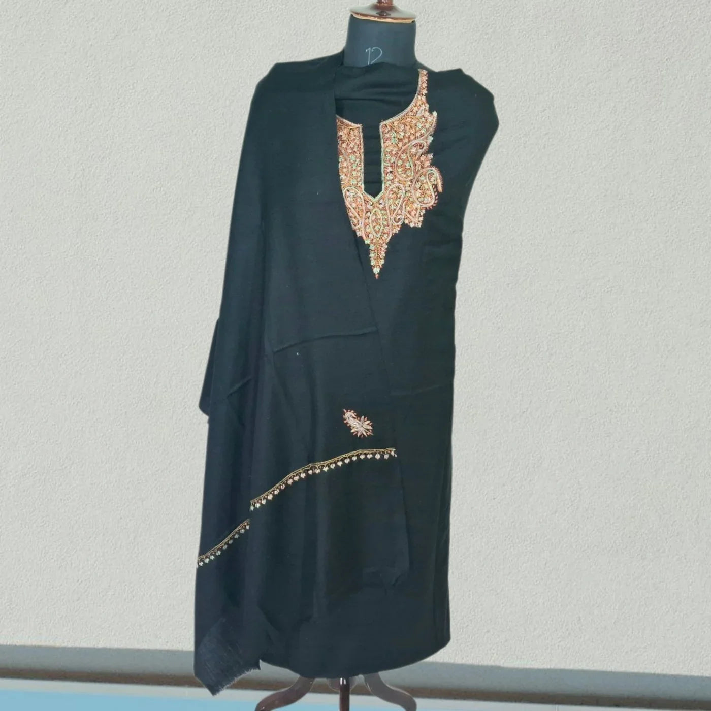 Kashmiri Sozni Work Suit | Woollen Suit | Unstitched Suit