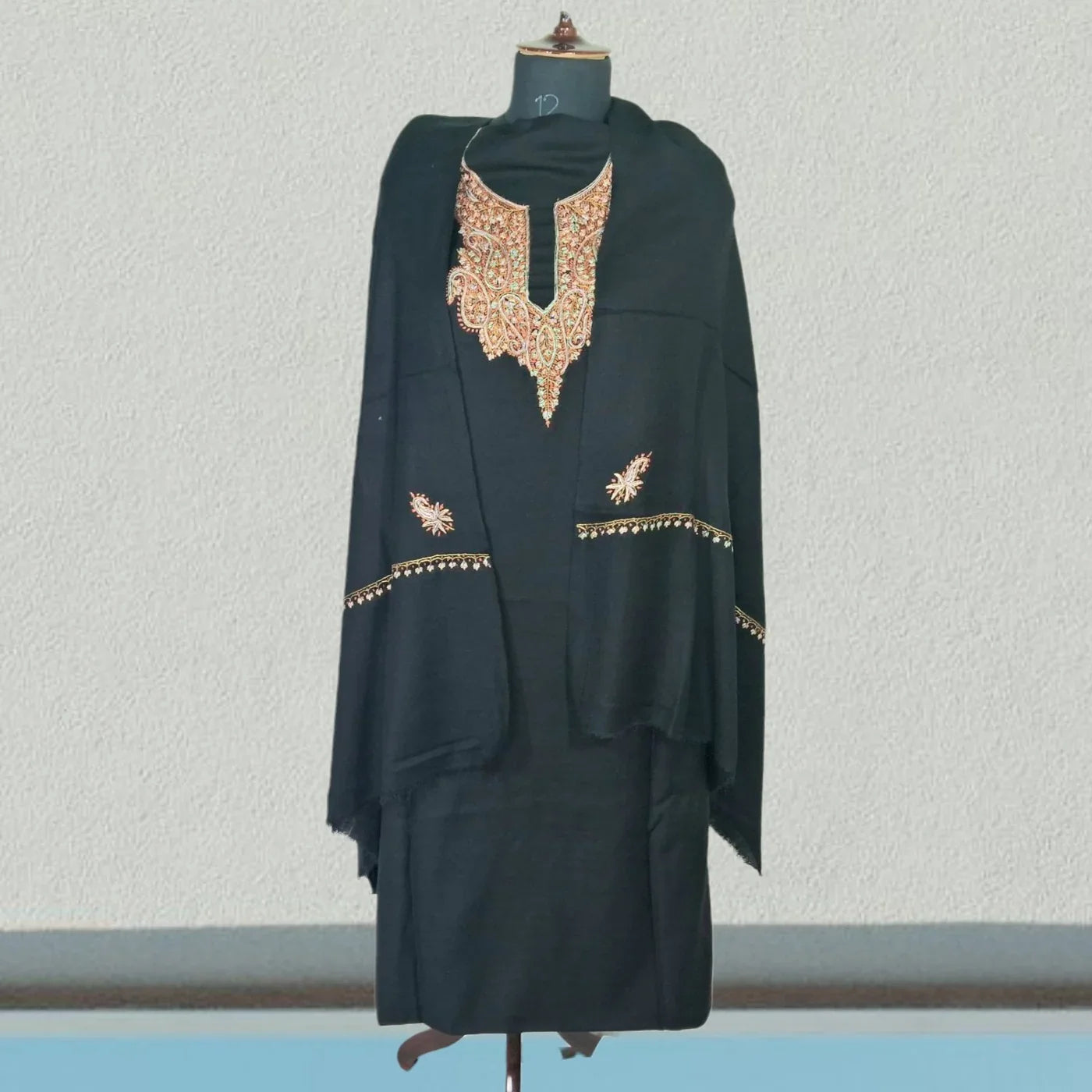 Kashmiri Sozni Work Suit | Woollen Suit | Unstitched Suit
