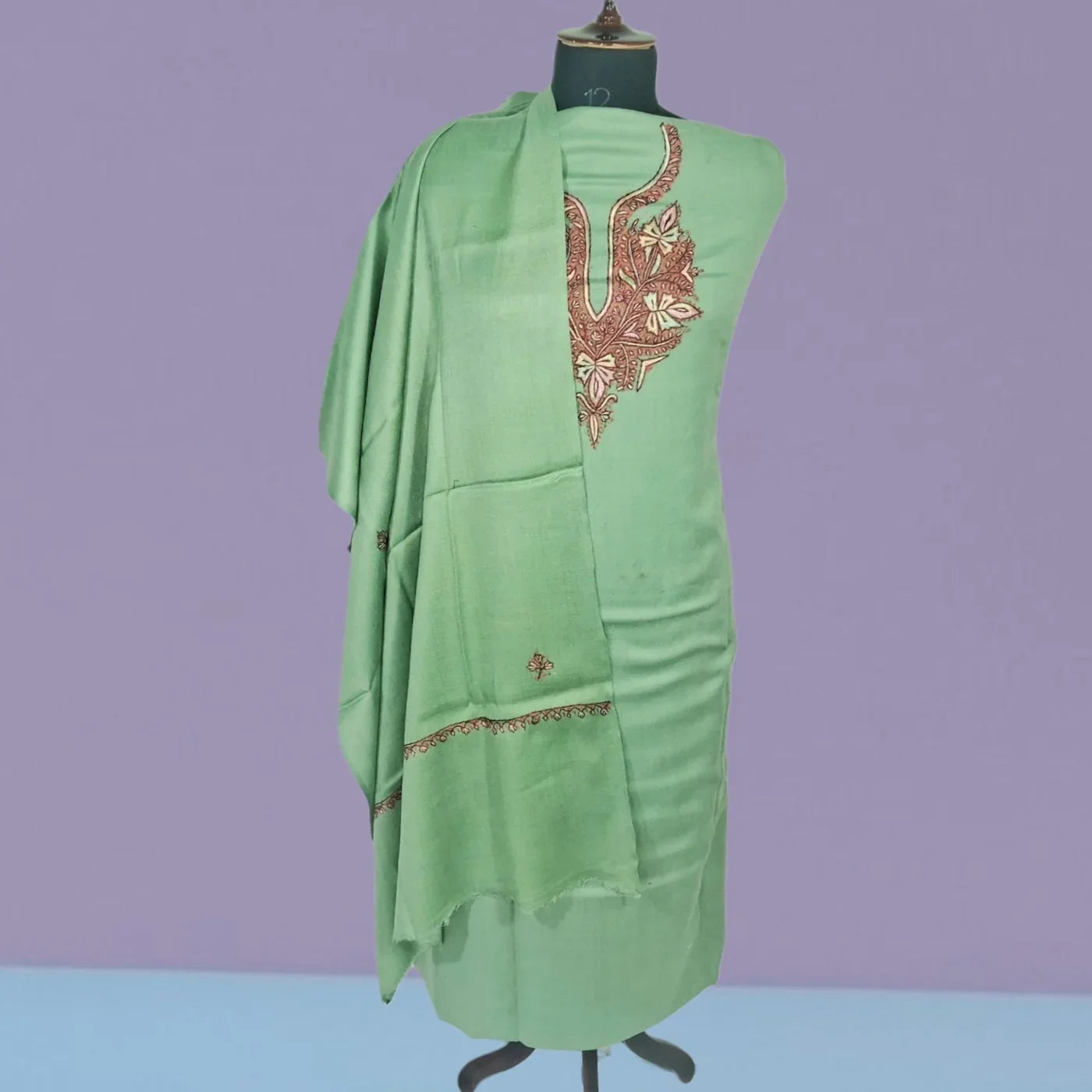 Kashmiri Sozni Work Suit | Woollen Suit | Unstitched Suit