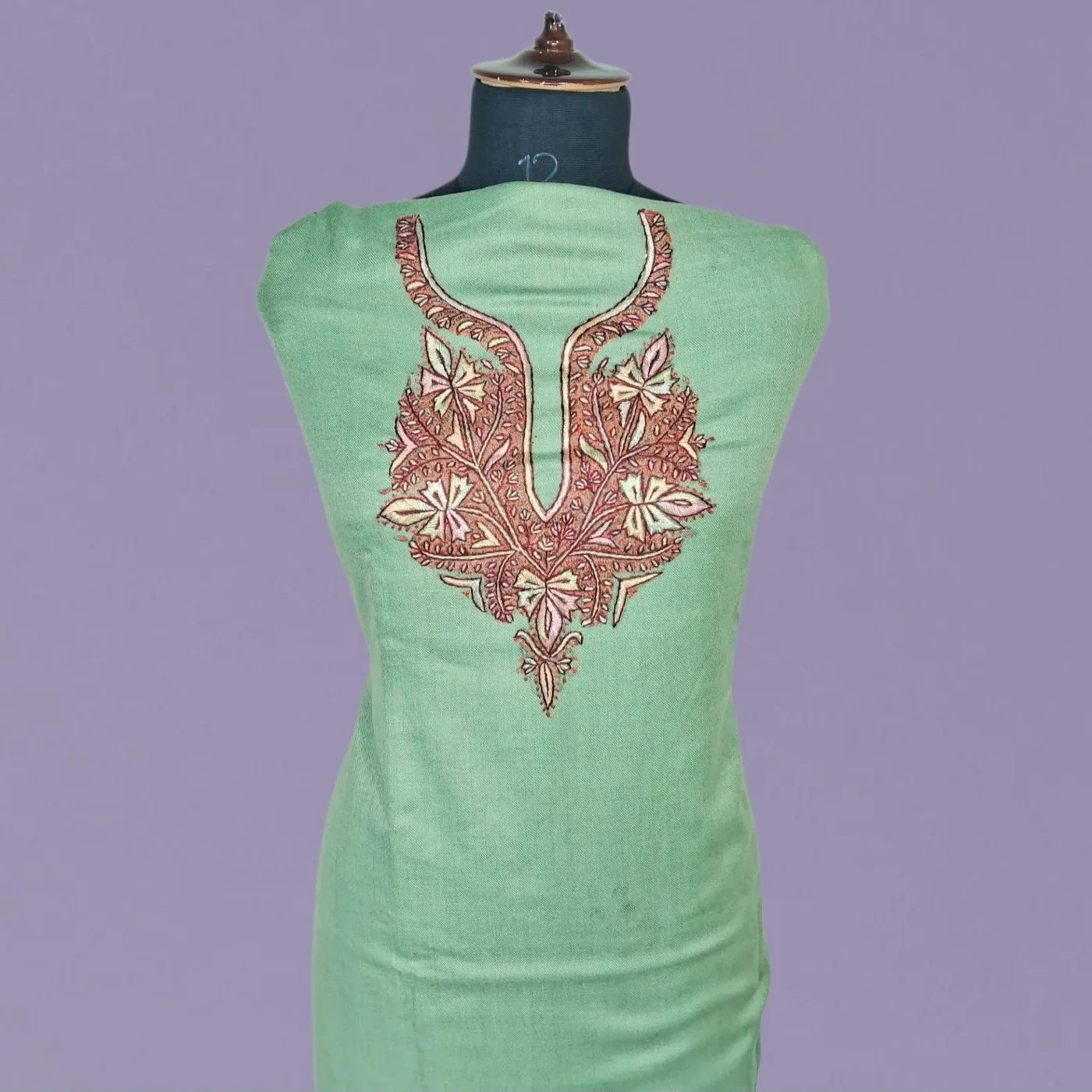 Kashmiri Sozni Work Suit | Woollen Suit | Unstitched Suit