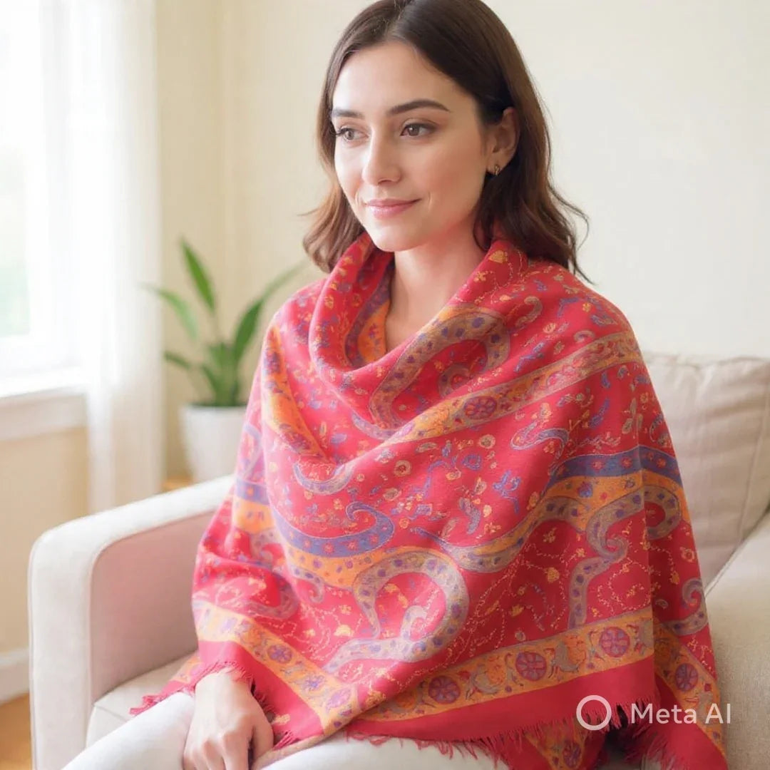 Needle Work Shawl | Woolen Shawl | Multicolour