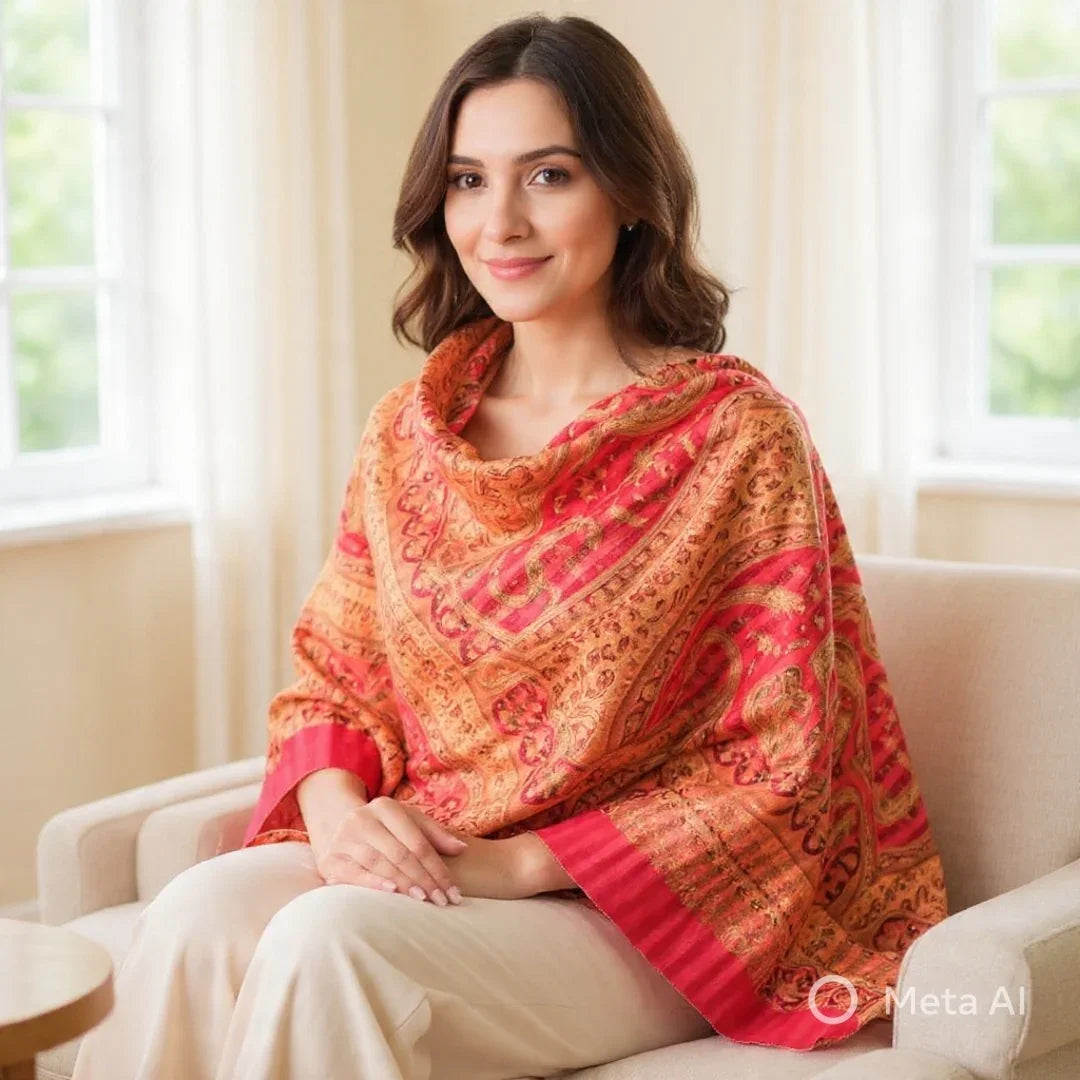 Needle Work Shawl | Woolen Shawl | Multicolour