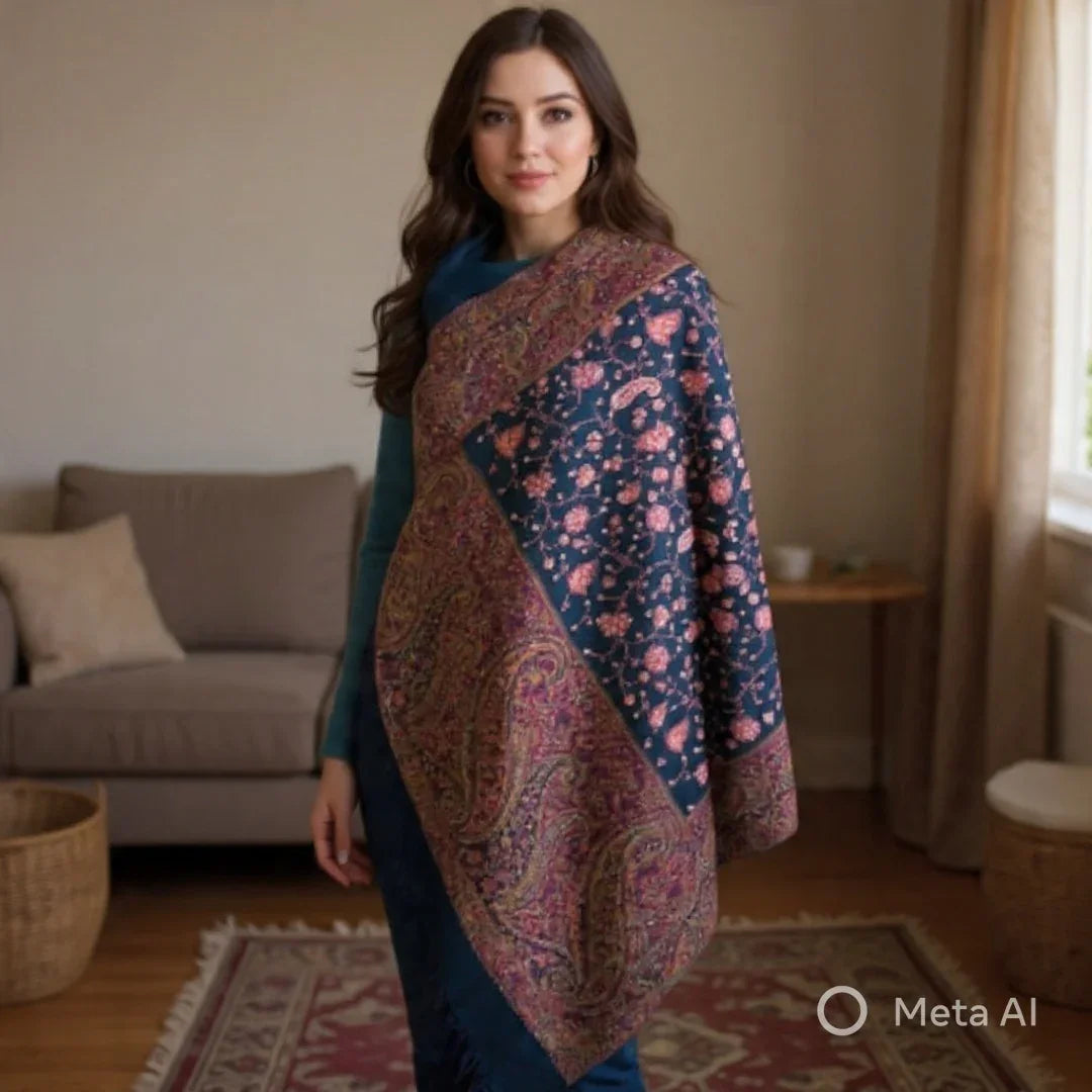 Needle Work Shawl | Woolen Shawl | Multicolor