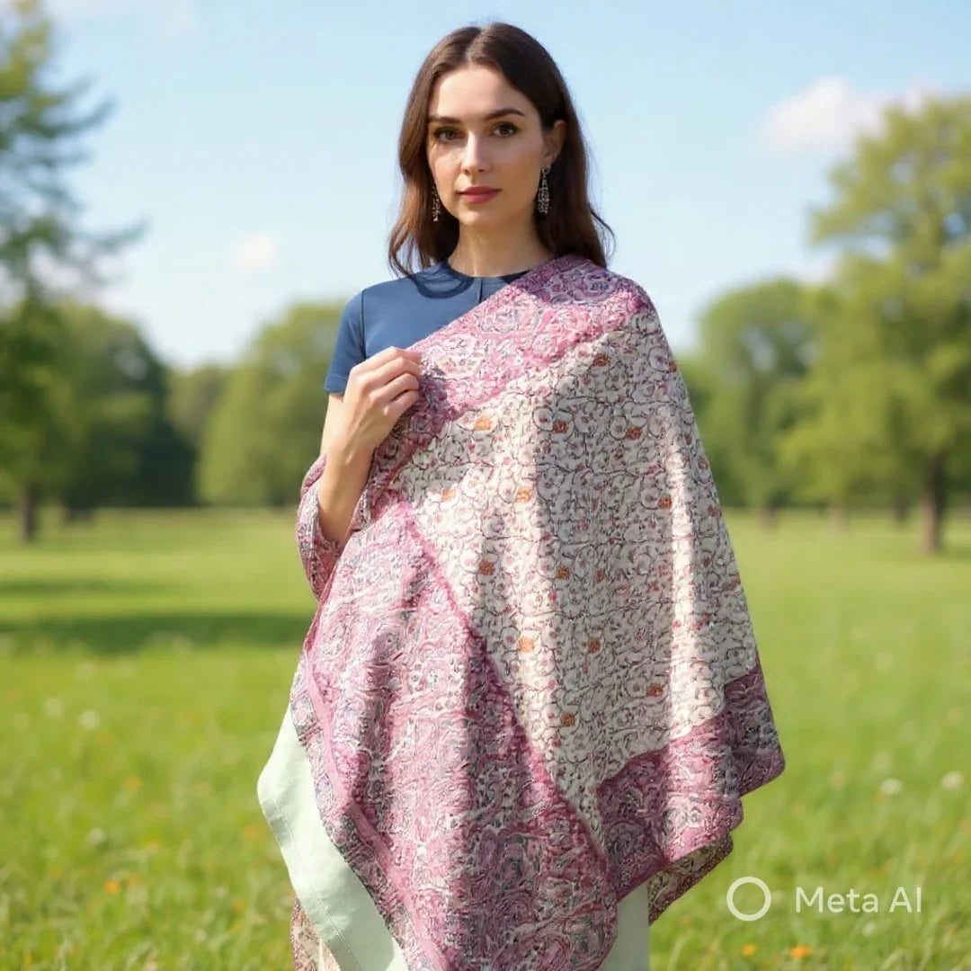 Needle Work Shawl | Woolen Shawl | Multicolor