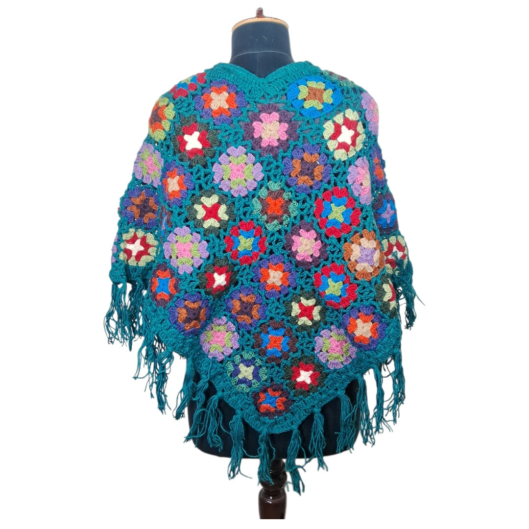Woollen Qureshi Poncho | Handknitted Wool Poncho | Crochet Poncho