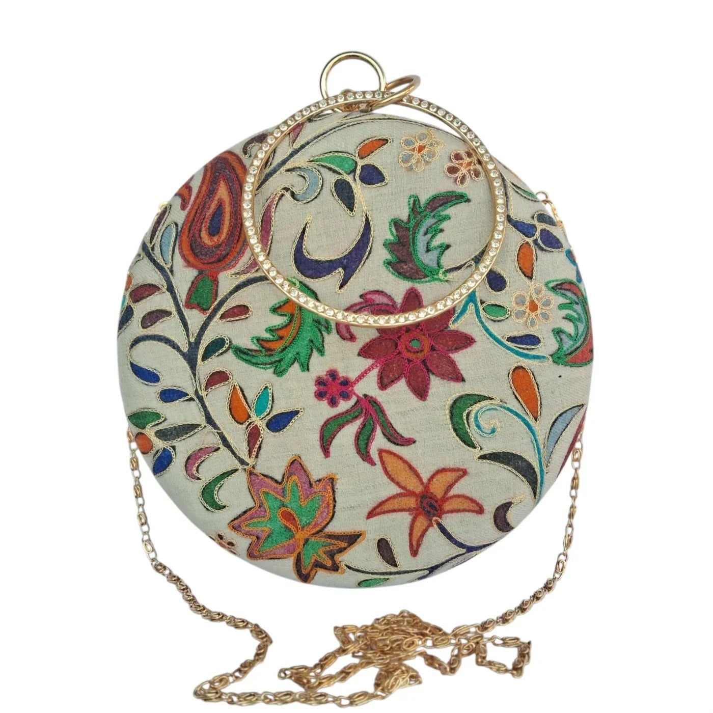 Embroidered Round Clutch | Matka Clutch For Women | Party Bridal Clutch