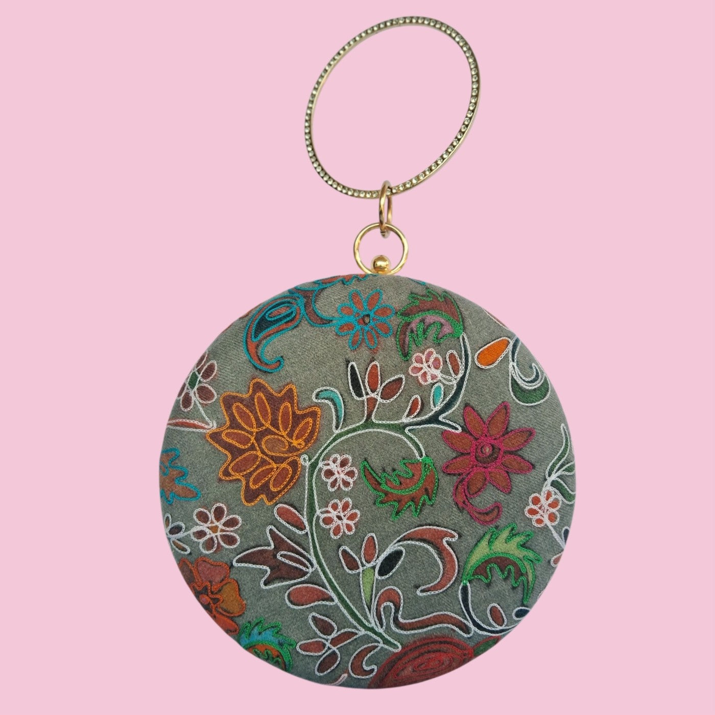 Embroidered Round Clutch | Matka Clutch For Women | Party Bridal  Clutch