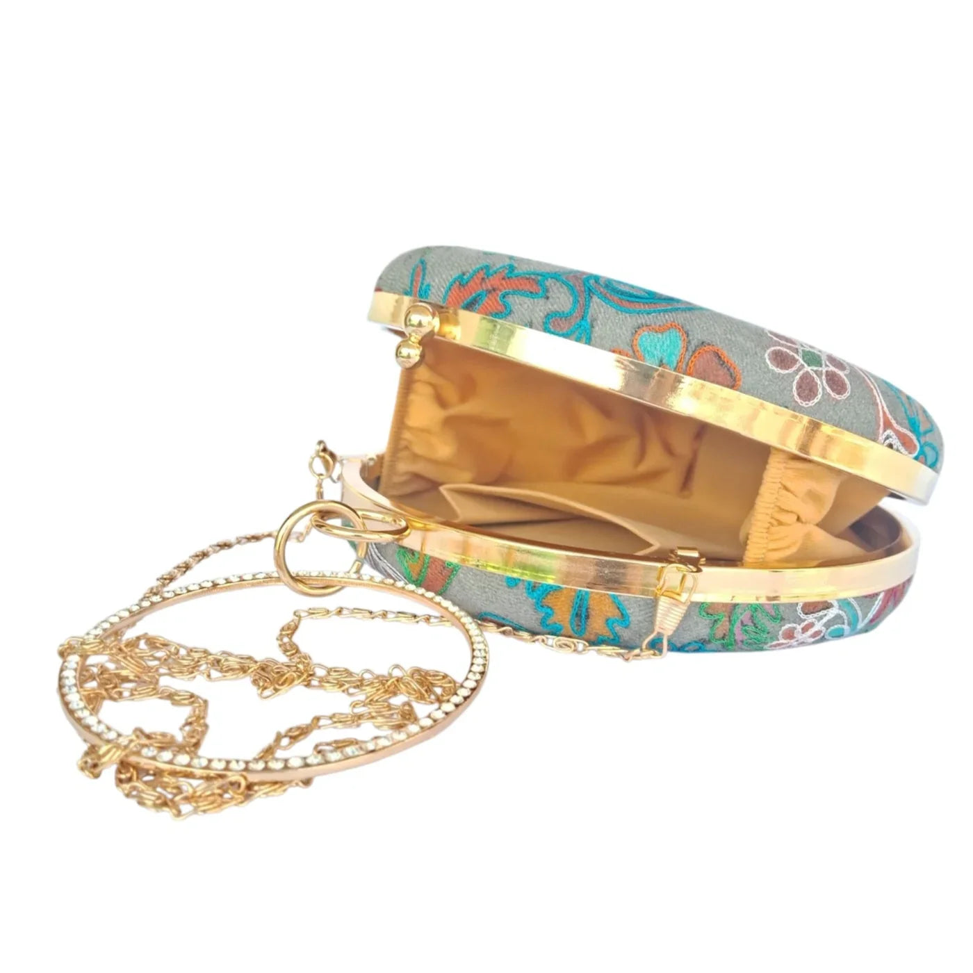 Embroidered Round Clutch | Matka Clutch For Women | Party Bridal Clutch