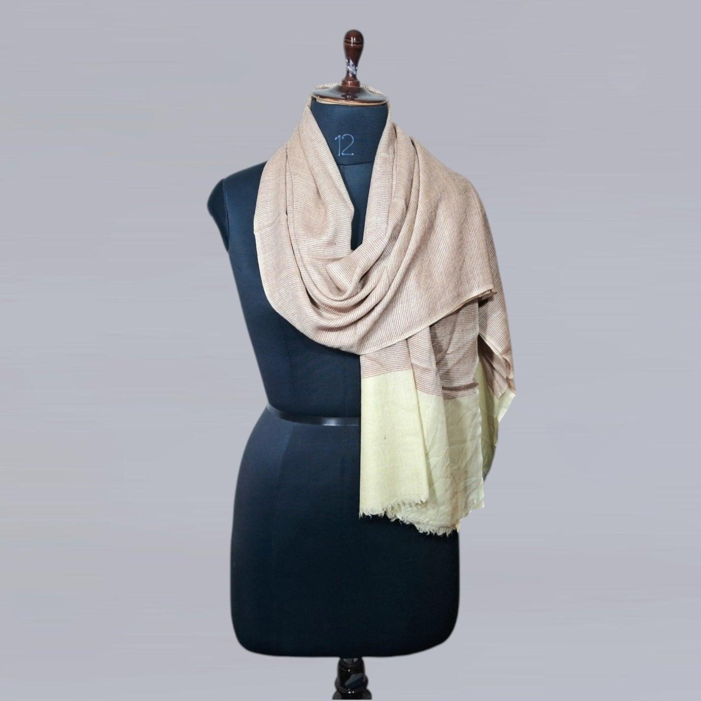 Semi-Pashmina Stole | Fine Wool | Khaadi Designer Stole - ZANSKAR ARTS
