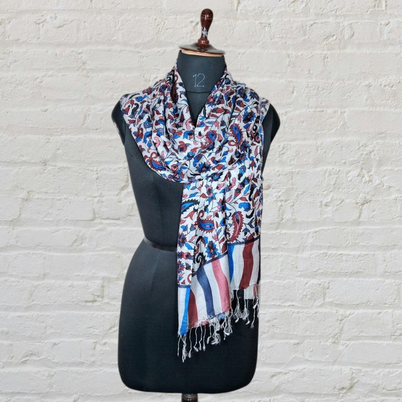 Silk Wool Stole | Large Scarf Wrap | Women Stole - ZANSKAR ARTS