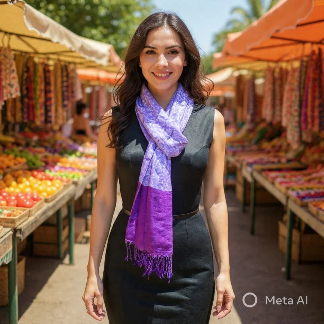 Silk Wool Stole | Large Scarf Wrap | Women Stole