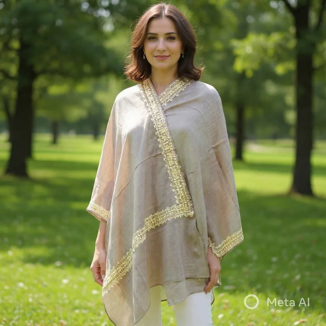 Tilla Border Stole | Zari Border | Brown Colour | Handwoven