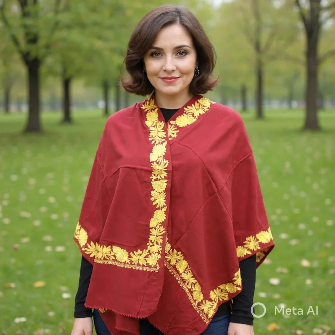 Tilla Border Stoles | Zari Bordet | Maroon Colour | Handwoven