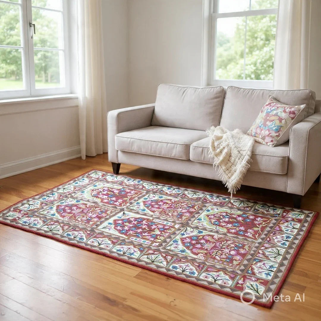 Hand Aari Embroidered Chain Stitch | Rugs & Wall Hanging | 3ft/5ft