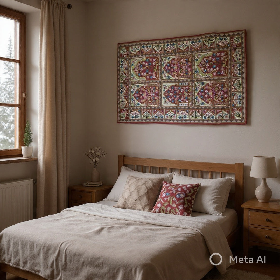 Hand Aari Embroidered Chain Stitch | Rugs & Wall Hanging | 3ft/5ft