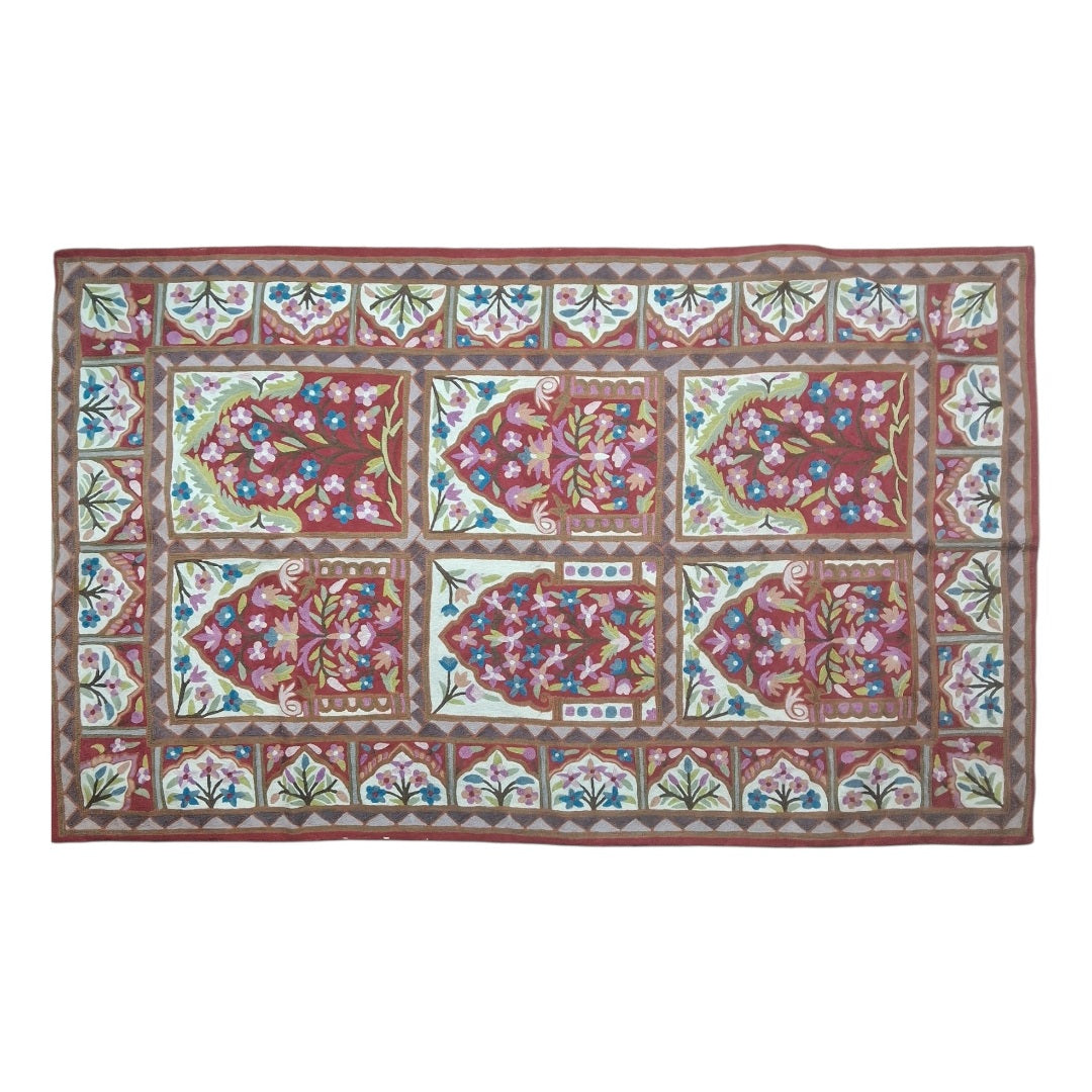 Hand Aari Embroidered Chain Stitch | Rugs & Wall Hanging | 3ft/5ft