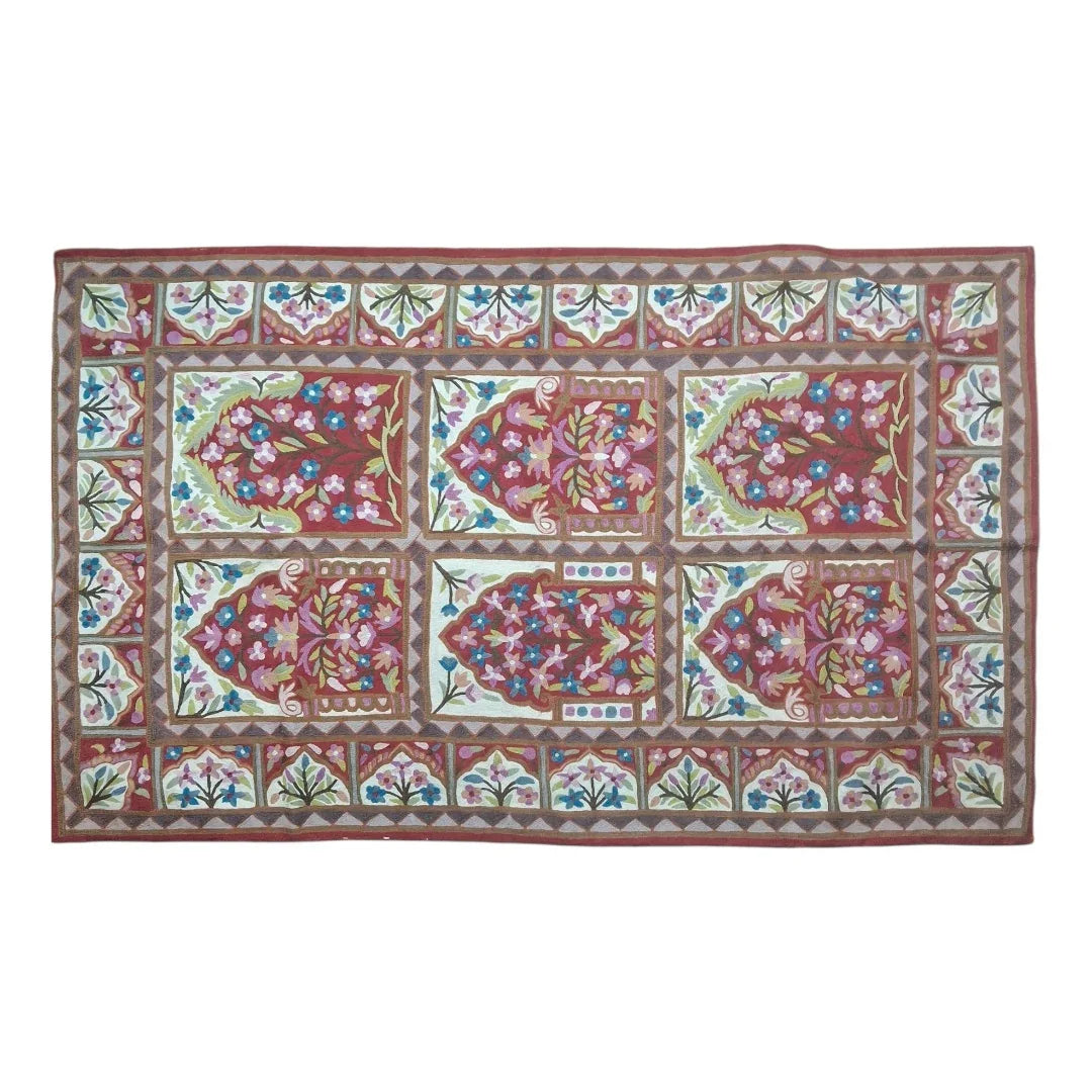 Hand Aari Embroidered Chain Stitch | Rugs & Wall Hanging | 3ft/5ft