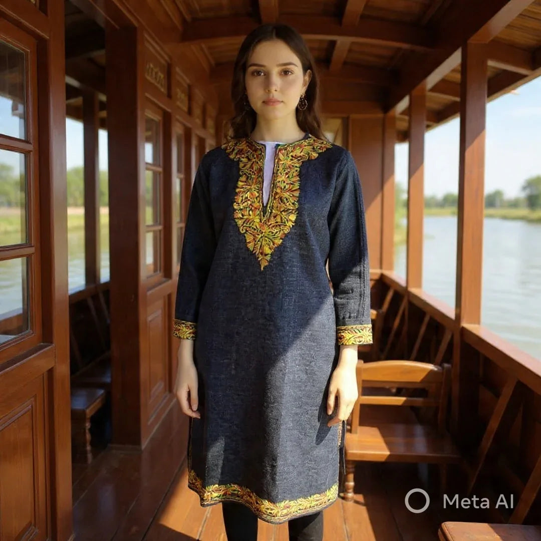 Kids Yak Wool Faran (Pheran) | L Dark Grey | V Neck