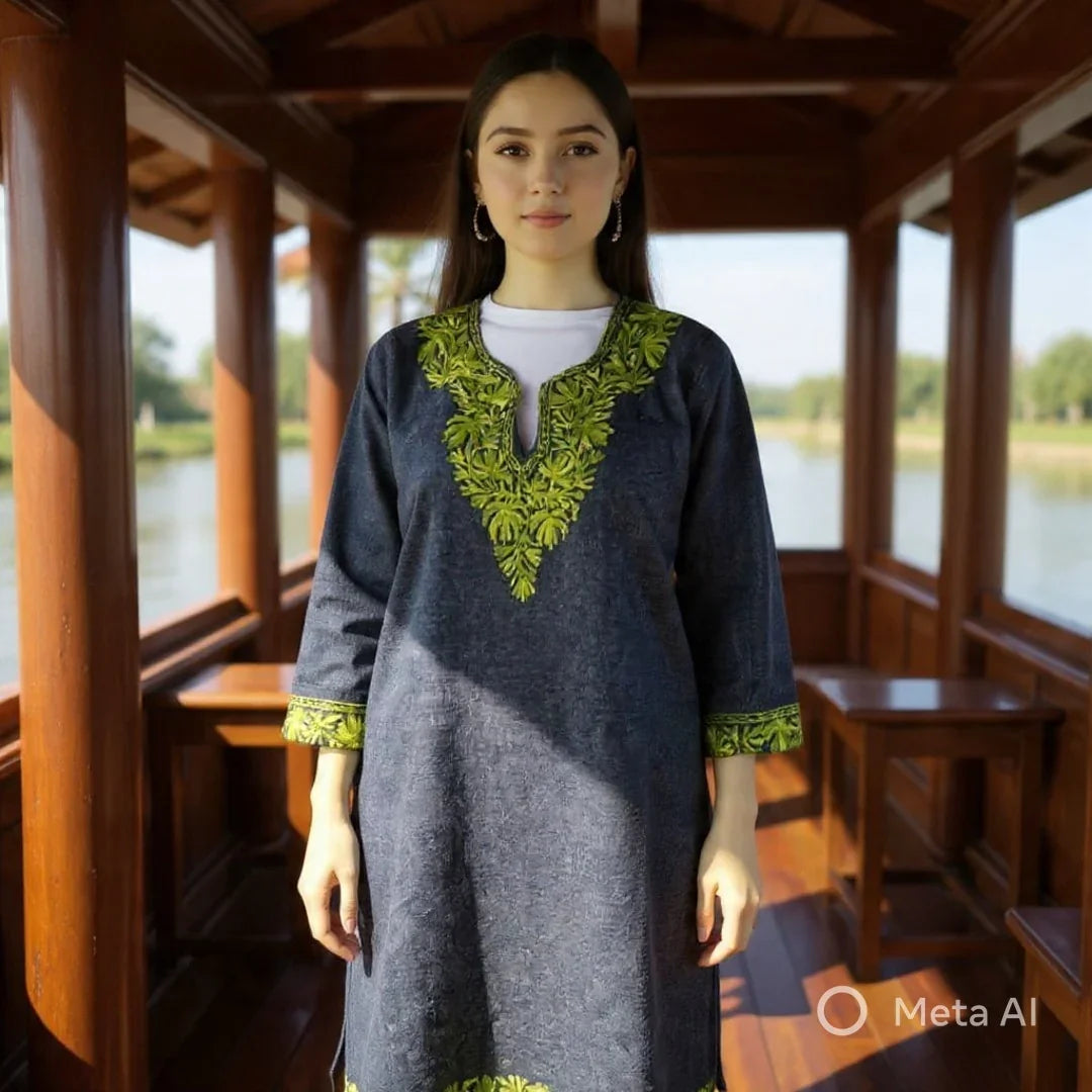 Kids Yak Wool Faran (Pheran) | L Grey | V Neck