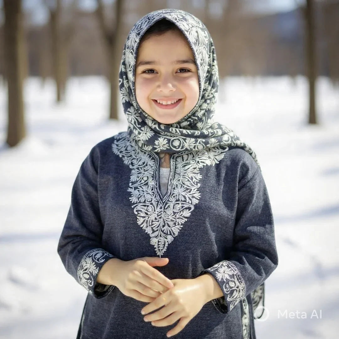 Kids Yak Wool Faran | Grey S | Kasmiri Culture