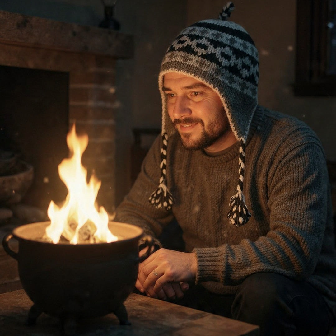 Yakwool Men Cap | Flaxseed inside | Handwoven