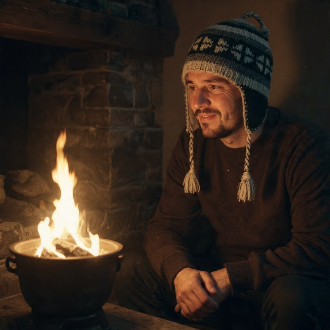 Yakwool Men Cap | Flaxseed inside | Handwoven