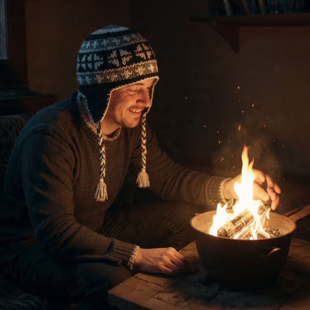 Yakwool Men Cap | Flaxseed inside | Handwoven