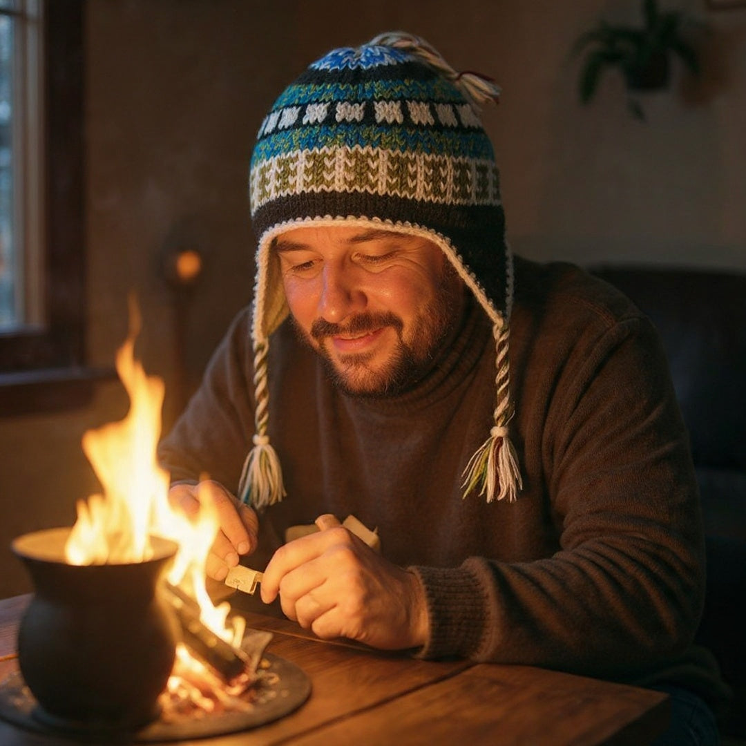 Yakwool Men Cap | Flaxseed inside | Handwoven