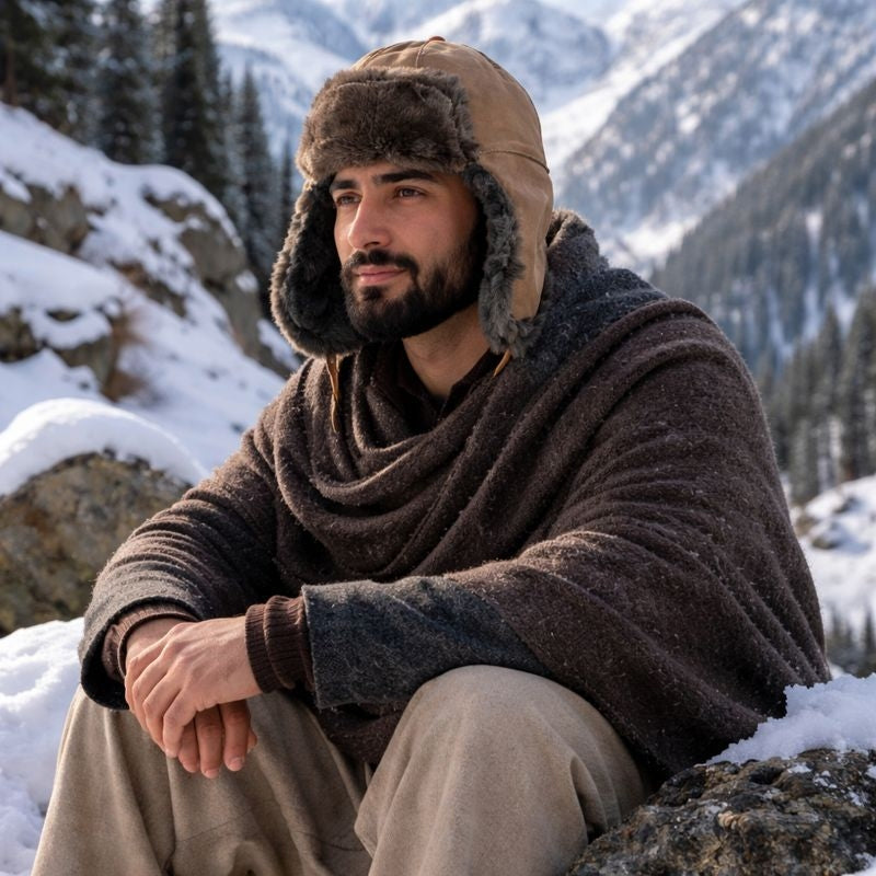 Suede Leather With Fur Cap | Snow Cap | Trapper Cap