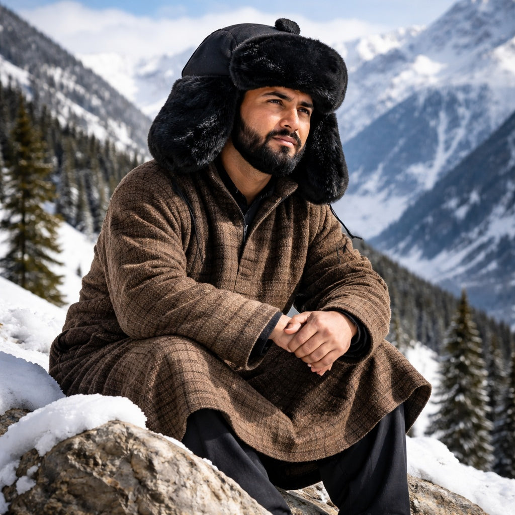 Suede Leather With Fur Cap | Snow Cap | Trapper Cap