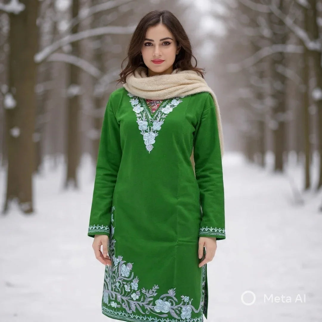 Woollen Long Kurties | Coller V-Neck | XXL