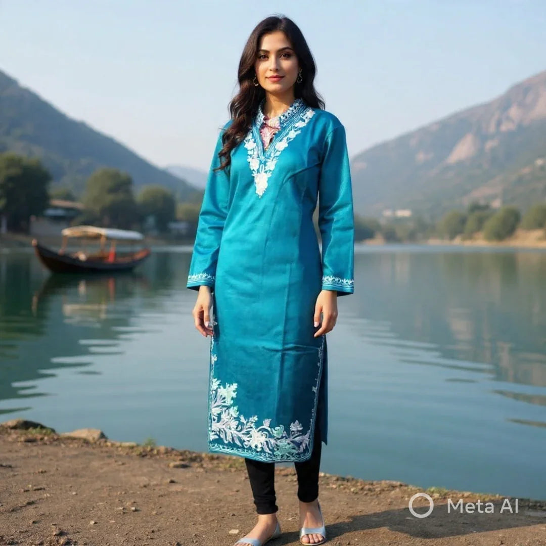 Woollen Long Kurties | Coller V-Neck | XL