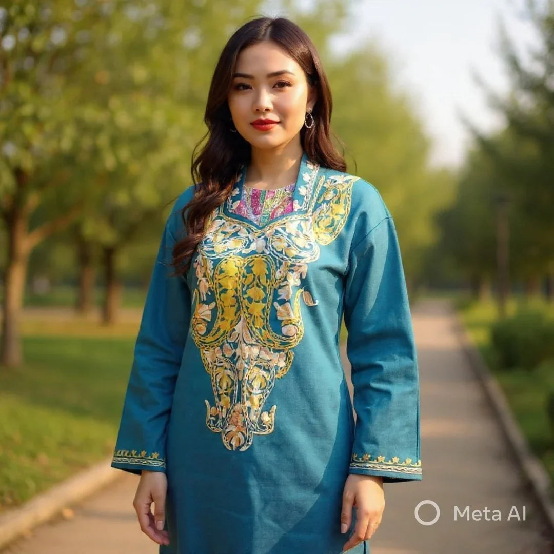 Woollen Long Kurties | Coller V-Neck XXL