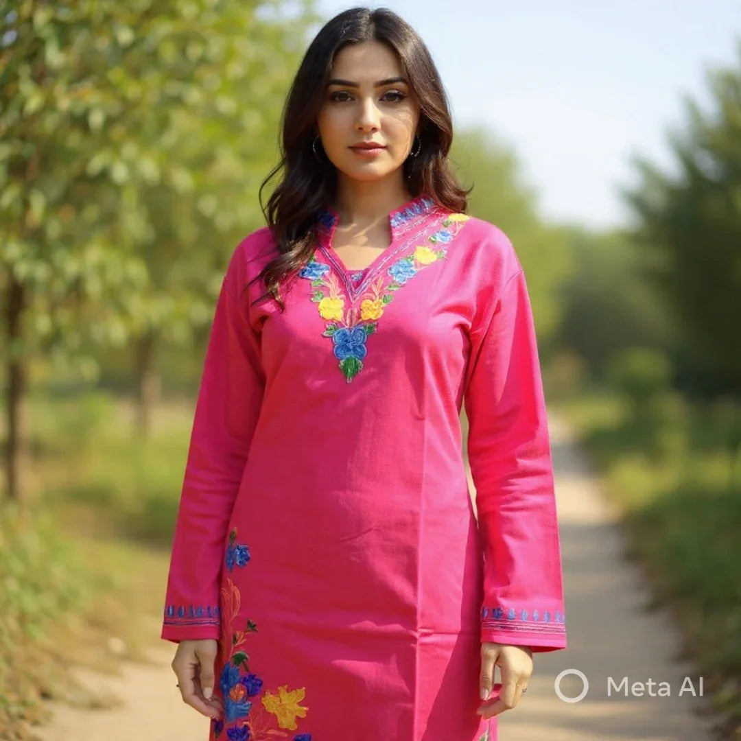 Woollen Long Kurties | Coller V-Neck | XXL