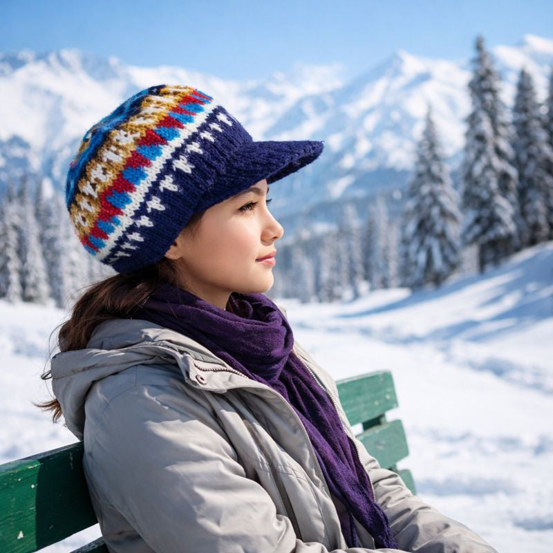 Woolen Sun Shade Cap | Handwoven | Fleece inside