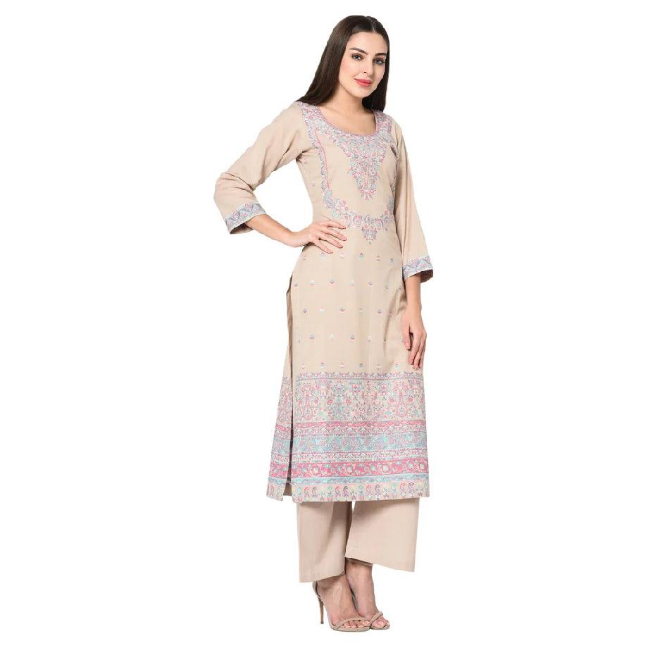 Kani Cotton Suit | Light Grey Suit | Unstitched Suit - ZANSKAR ARTS