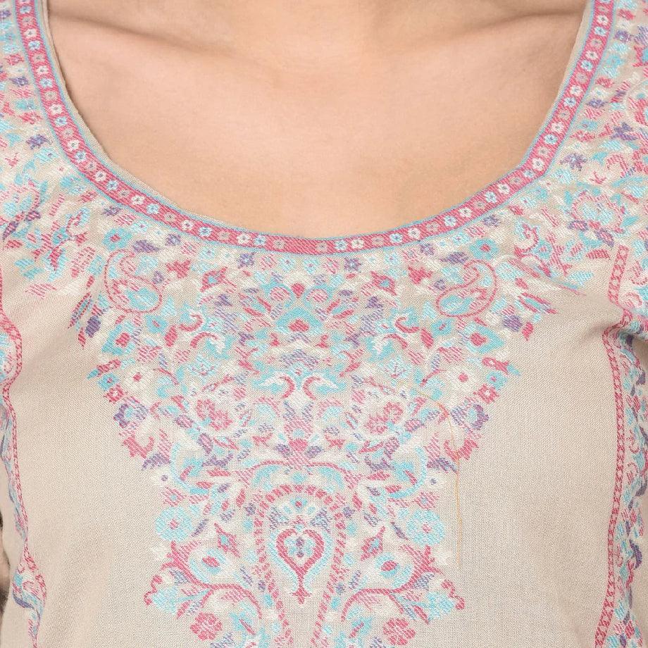 Kani Cotton Suit | Light Grey Suit | Unstitched Suit - ZANSKAR ARTS