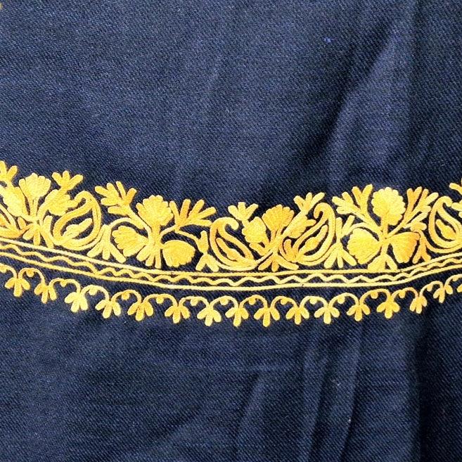 Kashmiri Aari Work Stole | Blue colour | Handwork - ZANSKAR ARTS